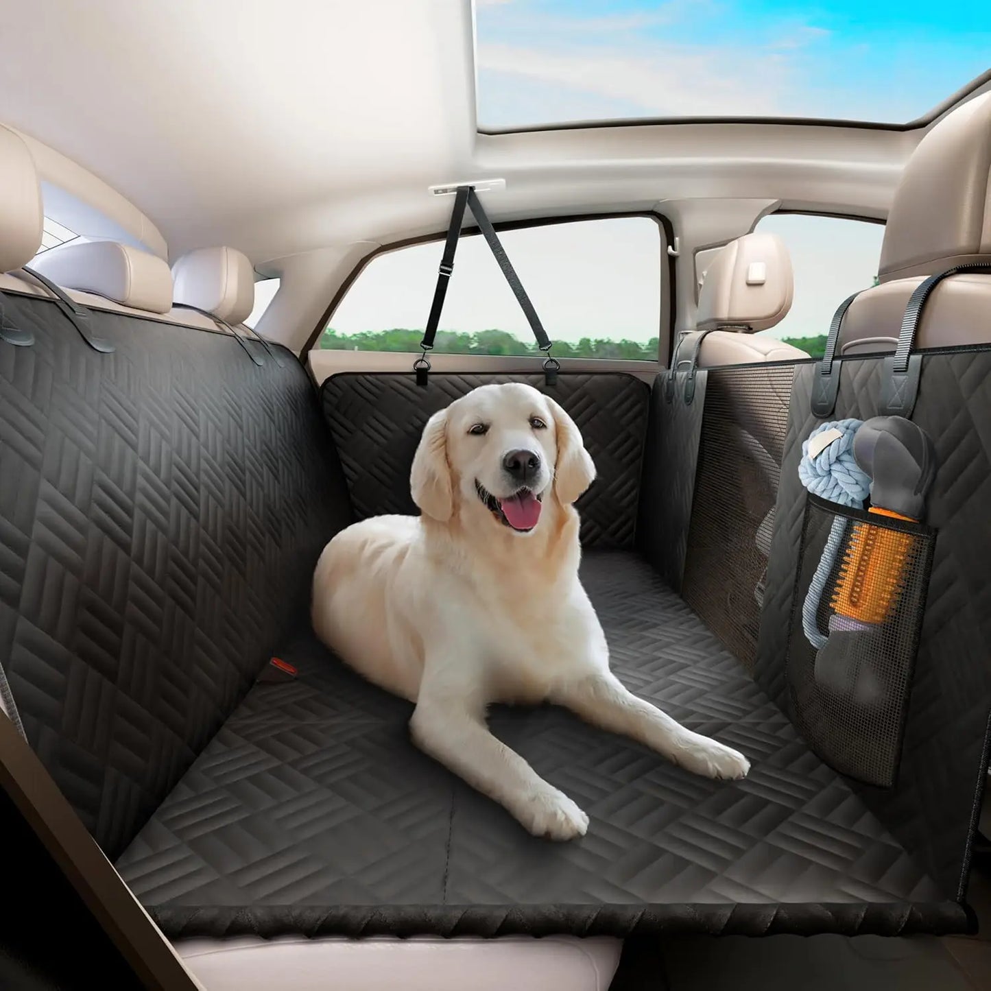 Rear Seat Dog Hammock Cover With Hard Bottom Extender