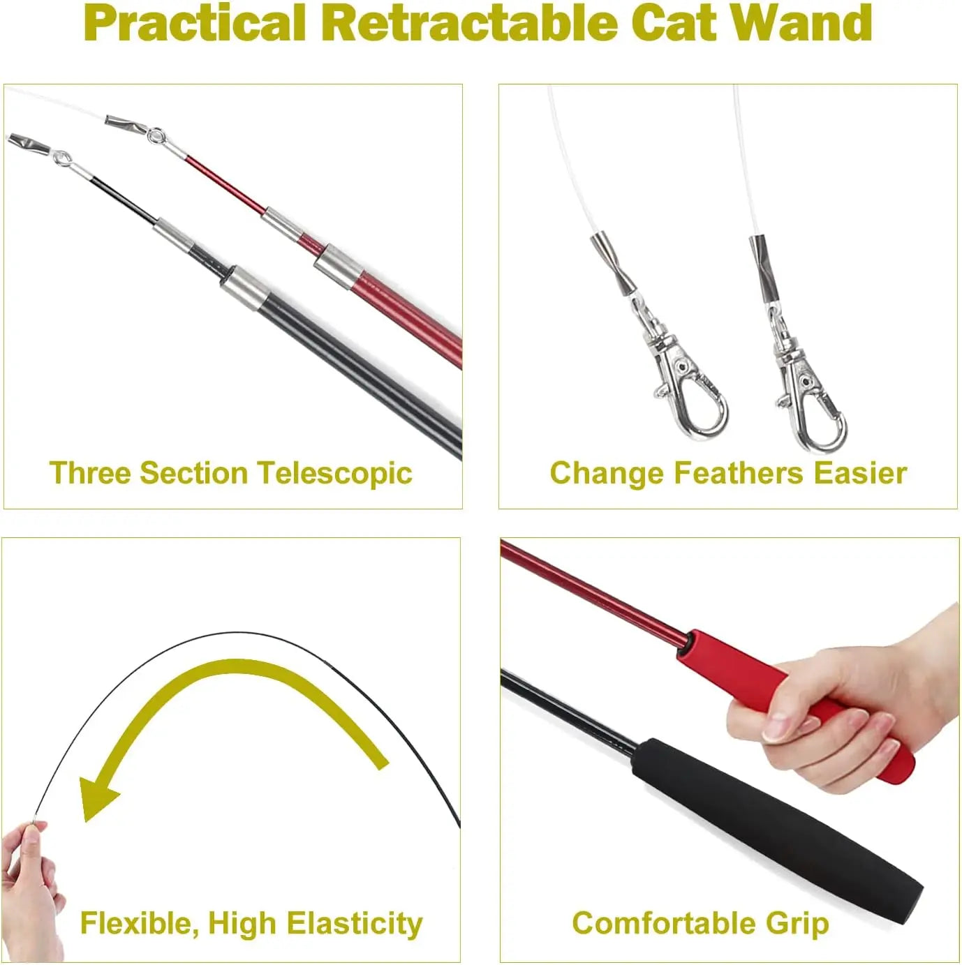 Indoor Cat Toys Set Interactive Wand Toy And Feather Refills