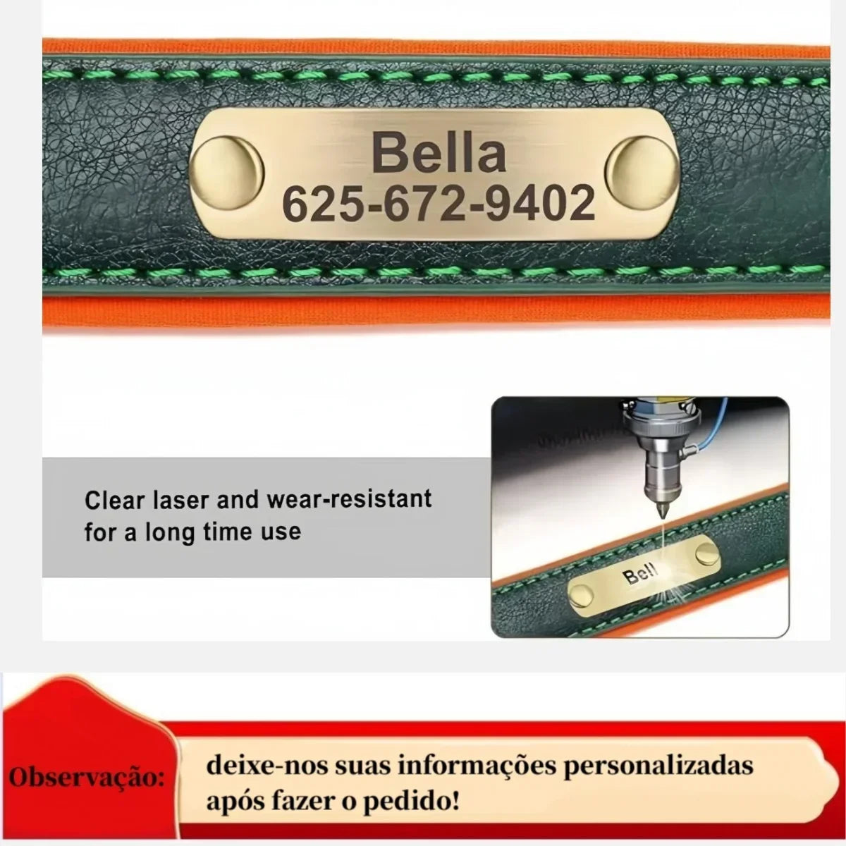 COOYOMOO Personalized Leather ID Nameplate Dog Collar Padded Comfort Engraving