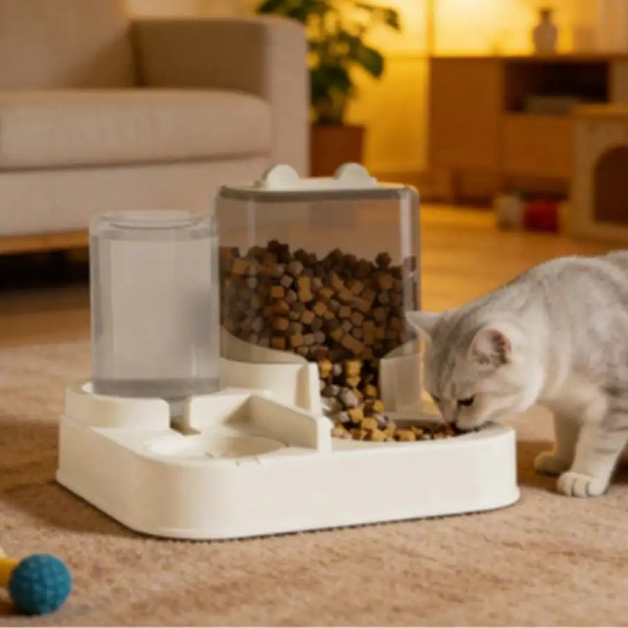 Automatic Pet Feeder & Waterer, 26.5x24x19cm Gravity Food And Water Dispenser Station, Dry & Wet Food Separation Anti-Clogging B