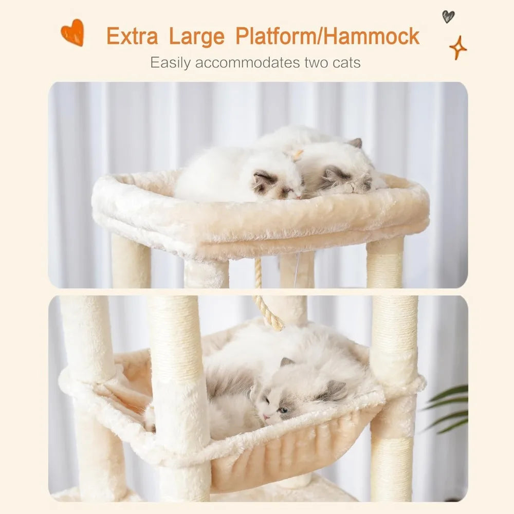 Heybly Cat Tree Heavy Duty Multi-Level Cat Condo Pet Safe