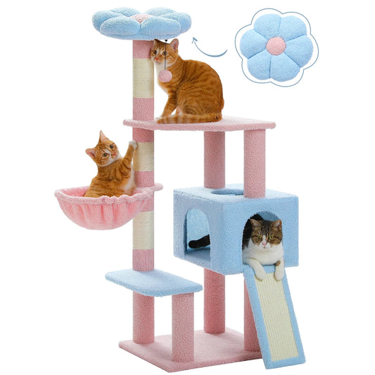 PEQULTICN Flower Cat Tree Multi Level Cat Tower Sisal
