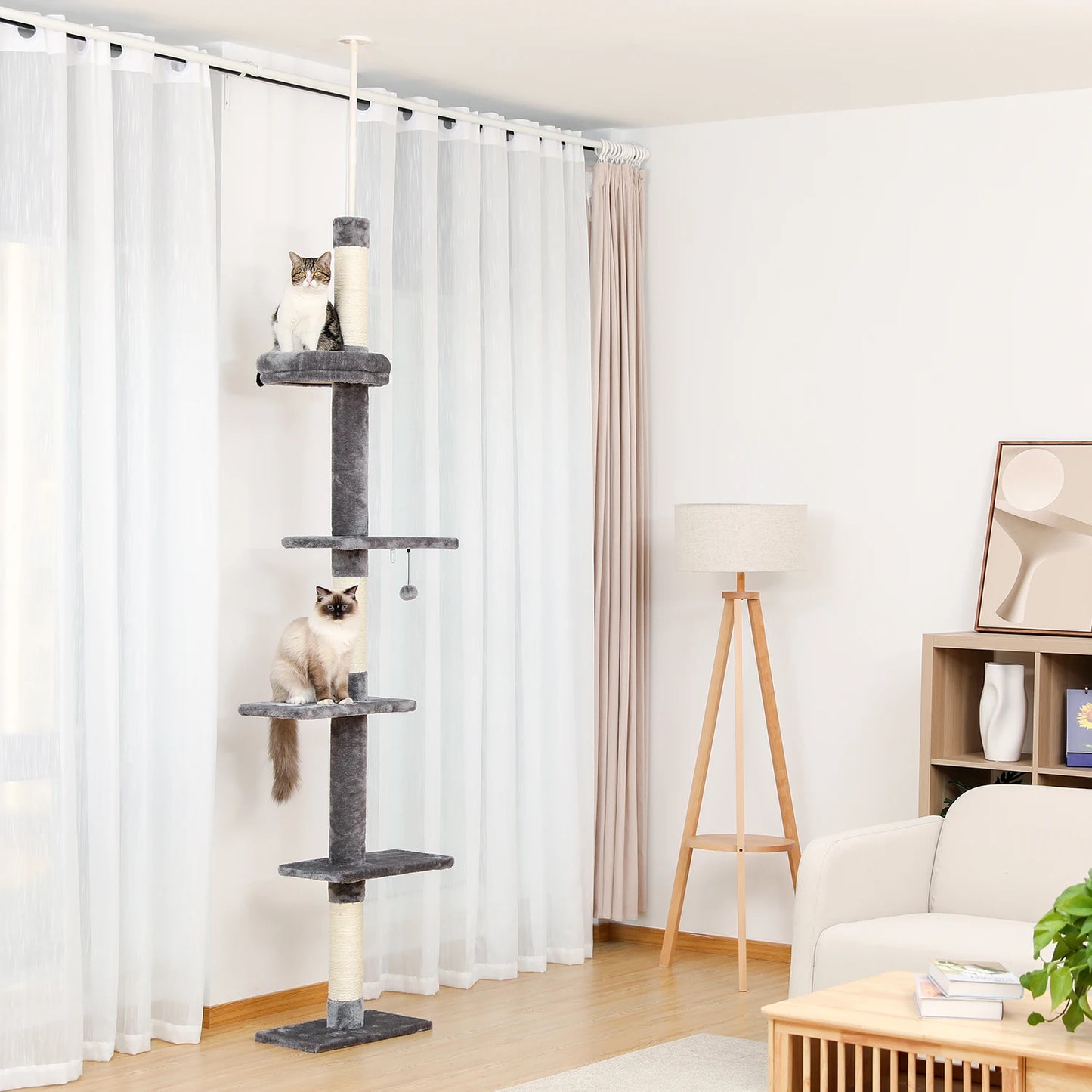 PEQULTICN Adjustable Height Cat Tree Floor to Ceiling Tower