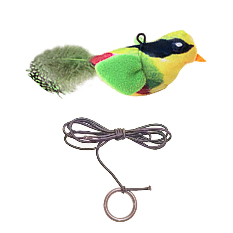 Lifelike Bird Plush Cat Toy Teaser With Feather For Kitten