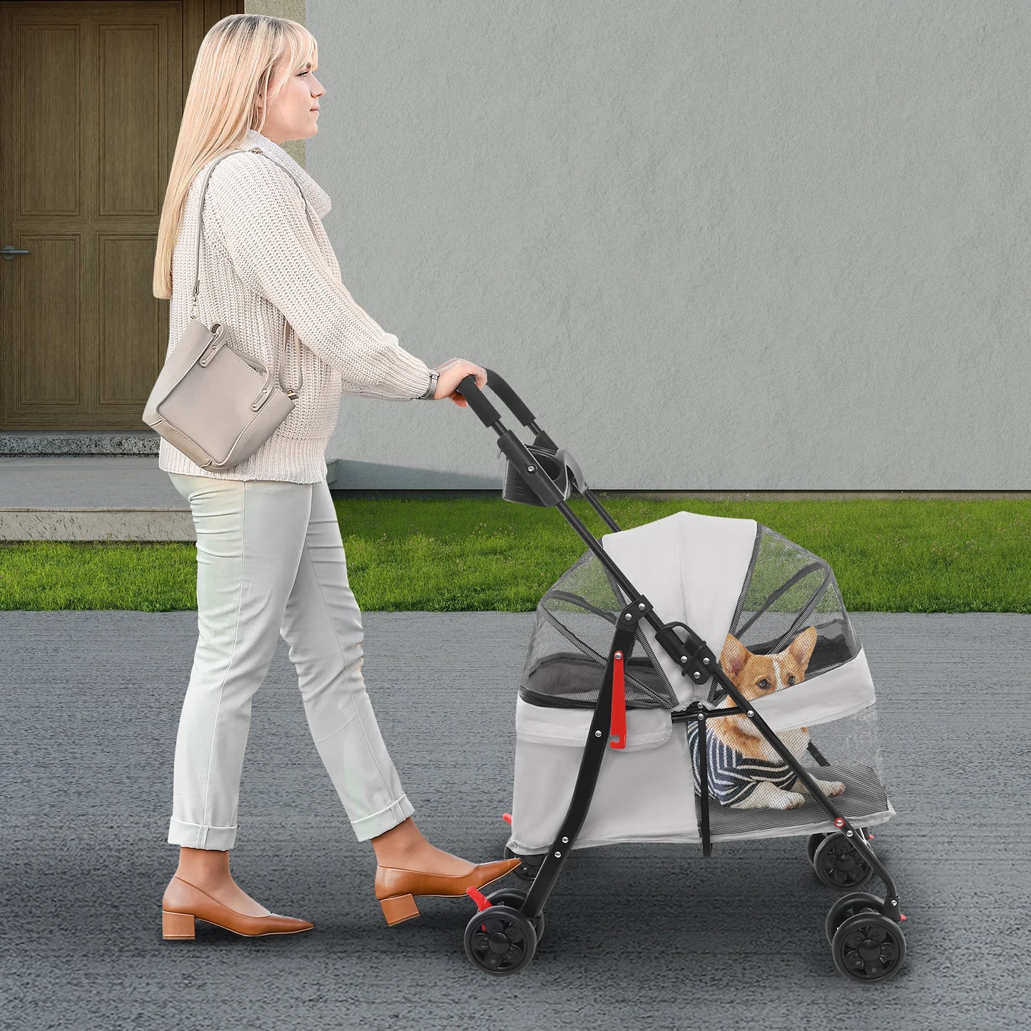 Bymaocar Foldable Pet Stroller For Dogs And Cats Travel Ready