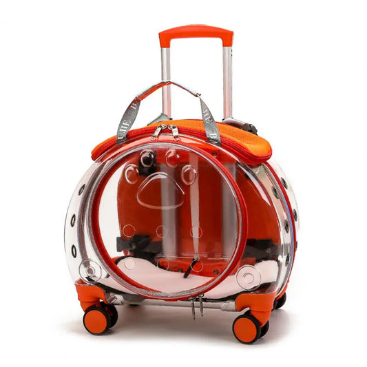 Pet Trolley Carrier For Cats And Dogs With Clear Ventilation And Silent Wheels