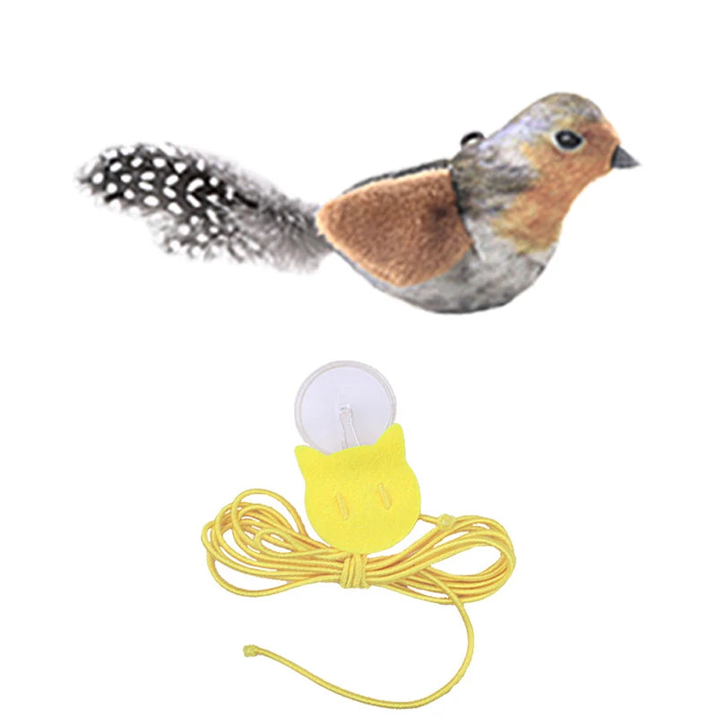 Lifelike Bird Plush Cat Toy Teaser With Feather For Kitten
