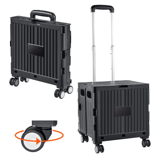 SucceBuy Foldable Utility Shopping Cart With Telescope Handle Wheels