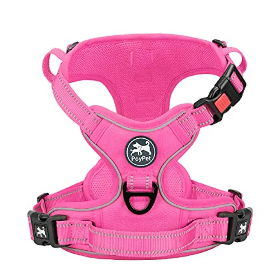 Pull Dog Harness, Choke Front Lead Dog Reflective Harness, Adjustable Soft Padded Pet Vest with Easy Control Handle for Small t