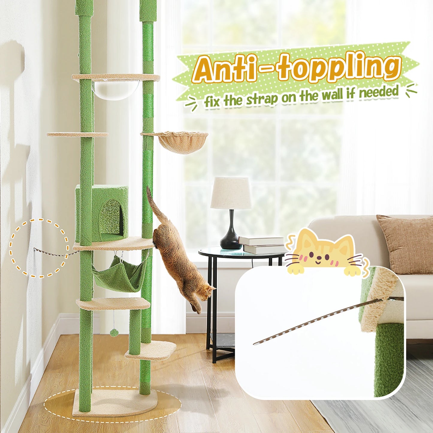 PAWZ Road Multi Level Cat Tree For Indoor Cats With Condo Hammock