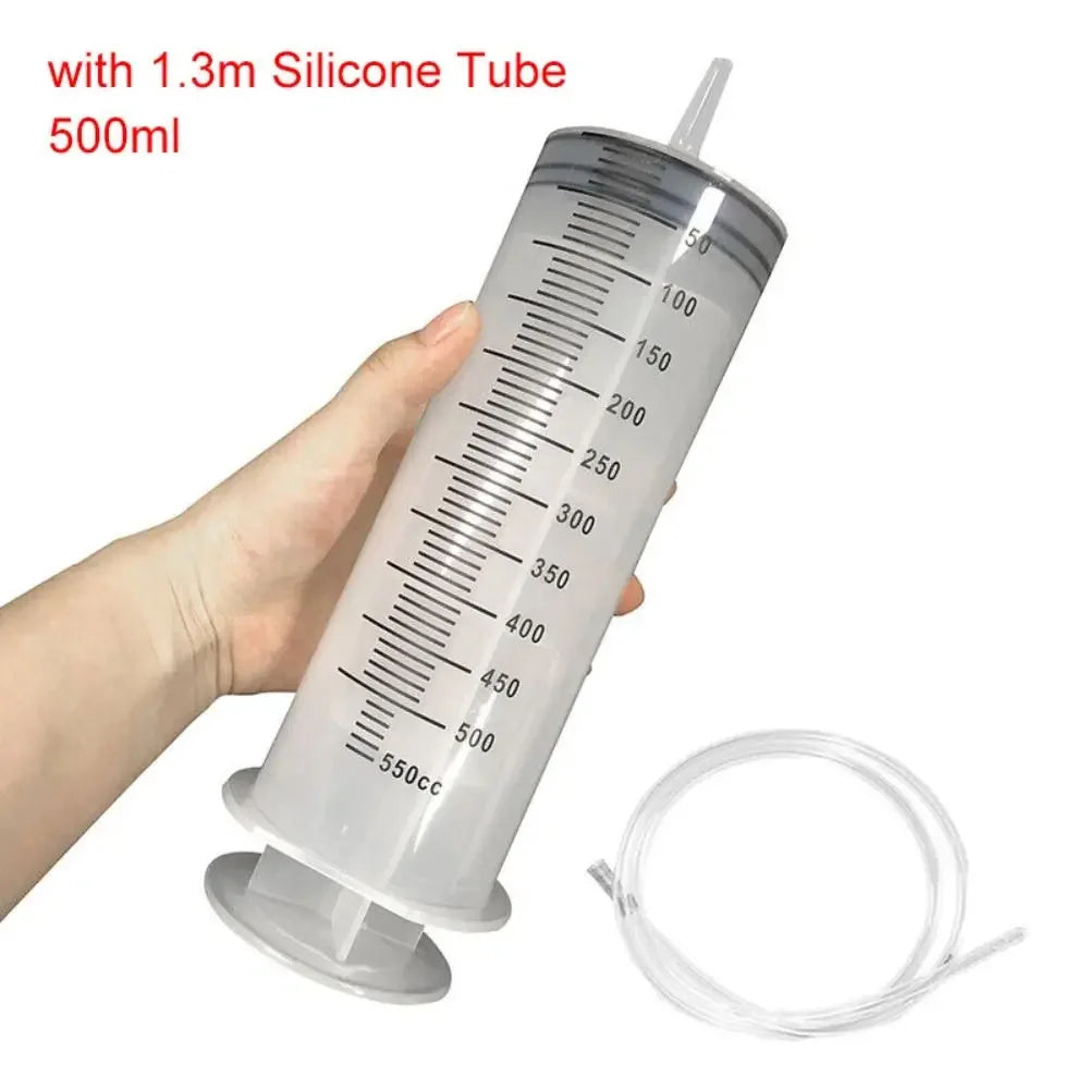 1pc 150ml-500ml Large Capacity Syringe Syringes Reusable Pump Measuring 1.3m Tube Feeding Ink Big Syringe Hydroponics Nutrient