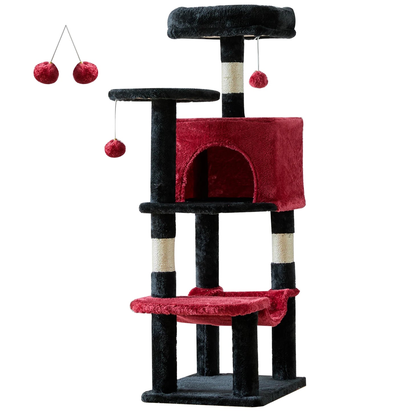 JHK Cat Tree Four-Tier Multi-Cat Climbing Tower With Sisal Posts