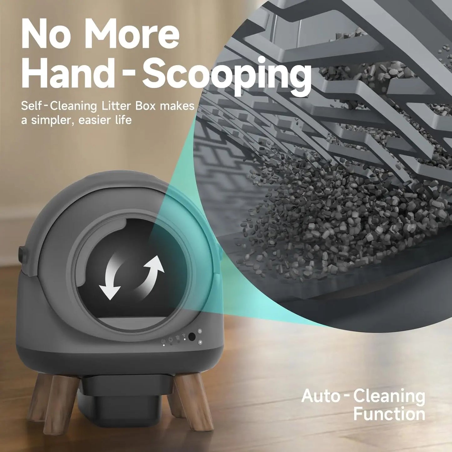 Self Cleaning Litter Box for Multiple Cats with App Control