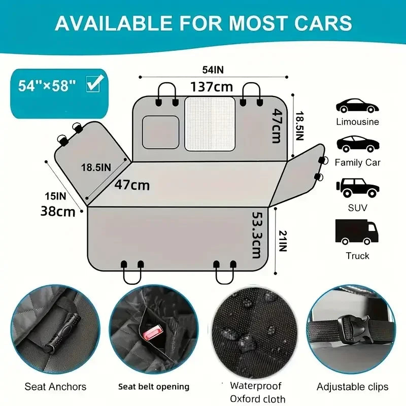 Dog Car Seat Cover Hammock Waterproof Nonslip For Cars