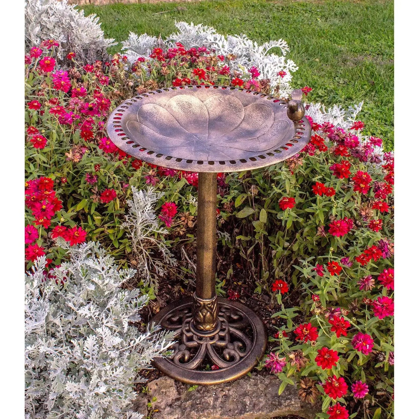 Resin Bird Bath Decorative Garden Ornament For Outdoor Use