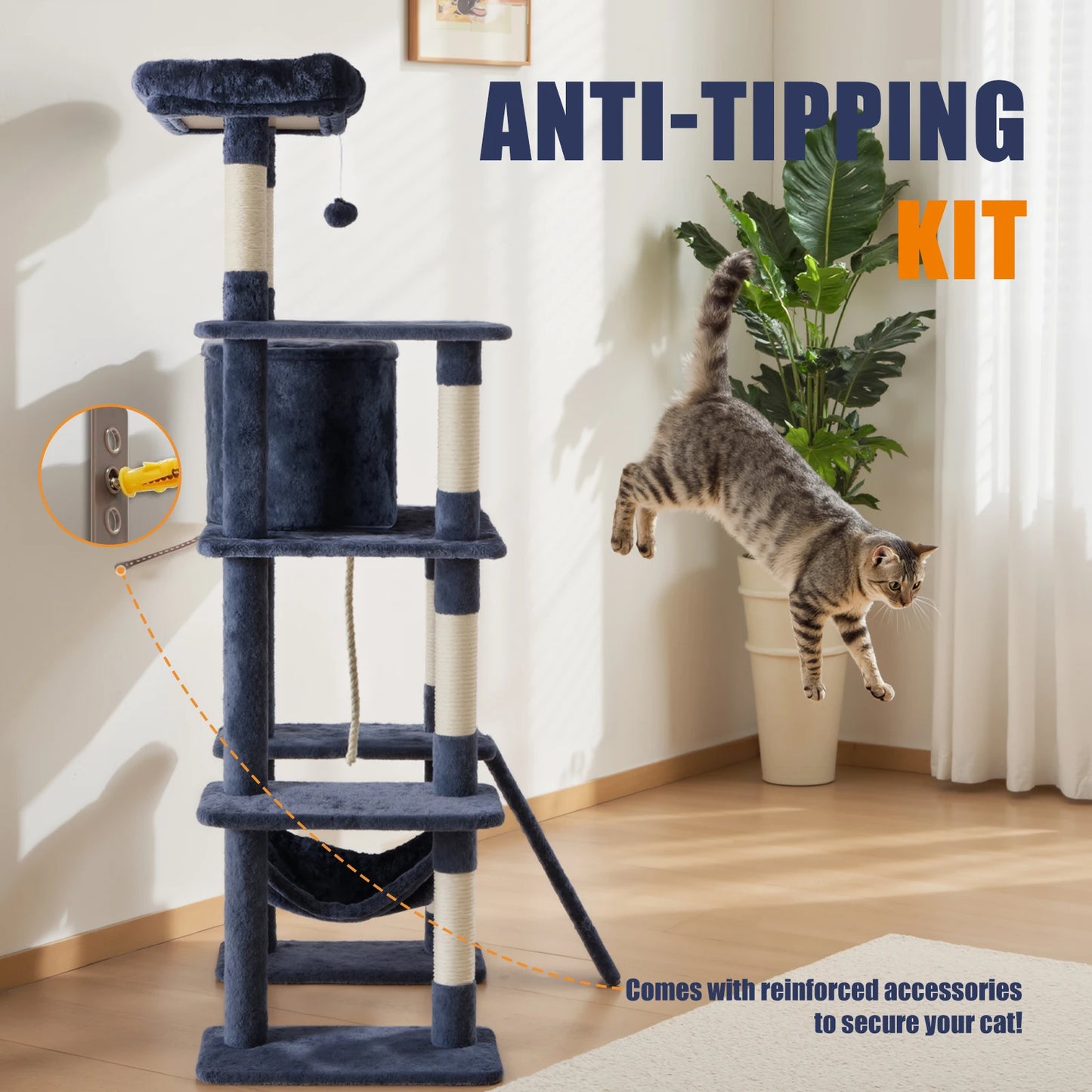 JHK Multi Level Cat Tree Climbing Tower for Indoor Cats