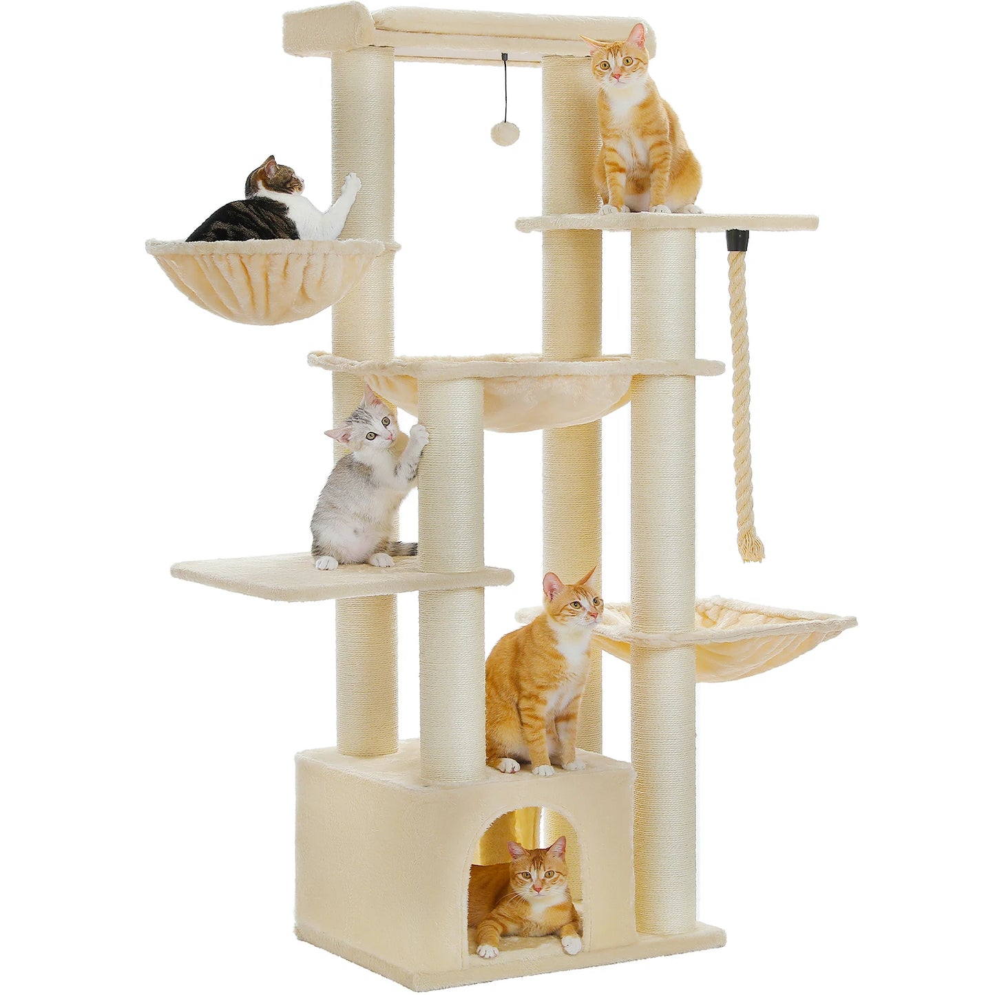 PEQULTICN Multi-Level Cat Tree With Scratching Posts And Condos