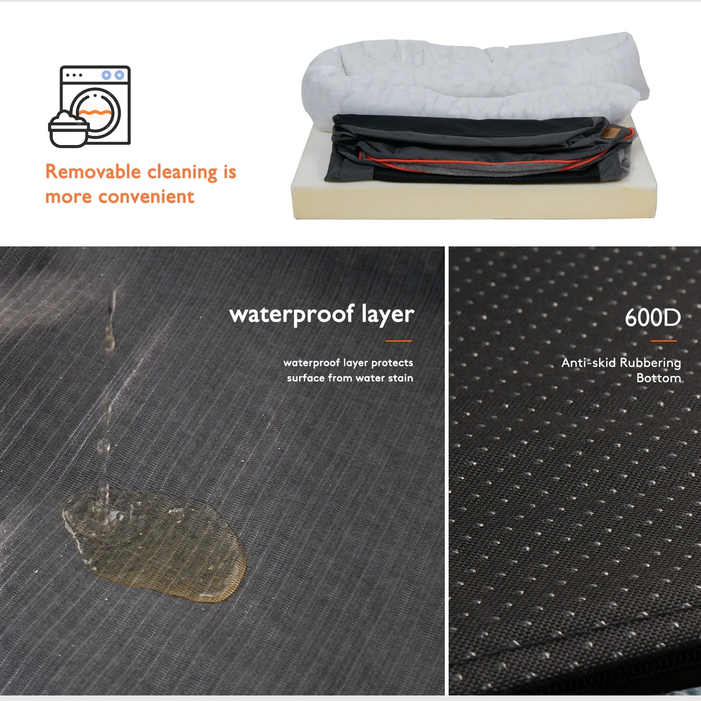 BINGOPAW Anti Allergy Warm Fleece Dog Bed With Removable Waterproof Cover