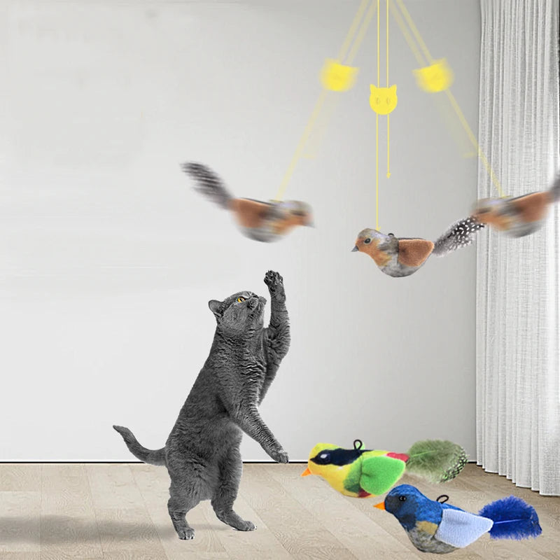 Lifelike Bird Plush Cat Toy Teaser With Feather For Kitten