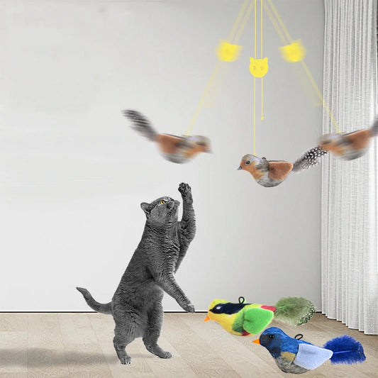 Lifelike Bird Plush Cat Toy Teaser With Feather For Kitten