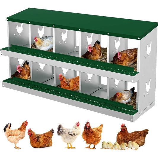 HiMISS Metal Chicken Nesting Box With 10 Compartments Wall-Mountable