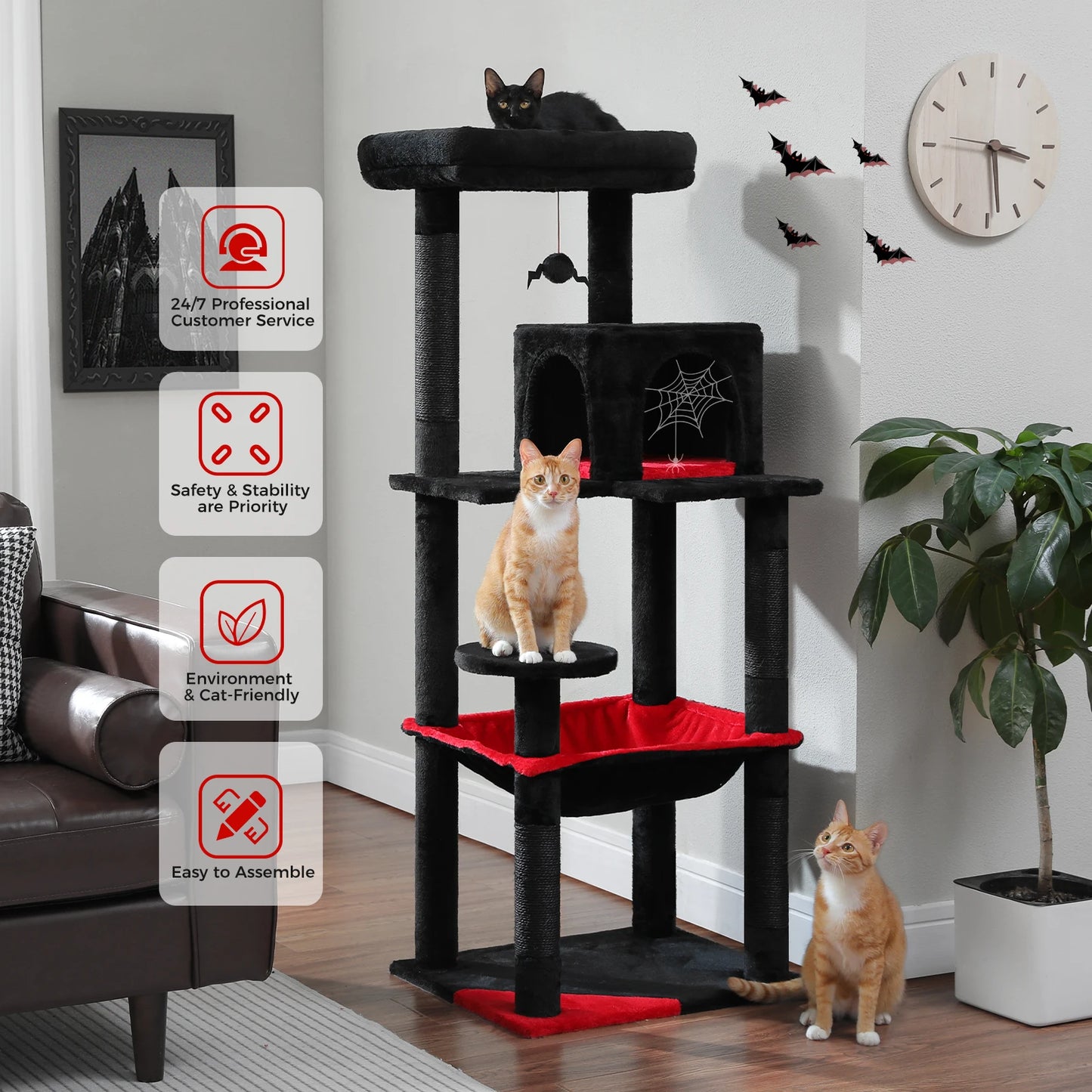 PAWZ Road Gothic Cat Tree For Indoor Cats With Hammock And Sisal Scratching Post