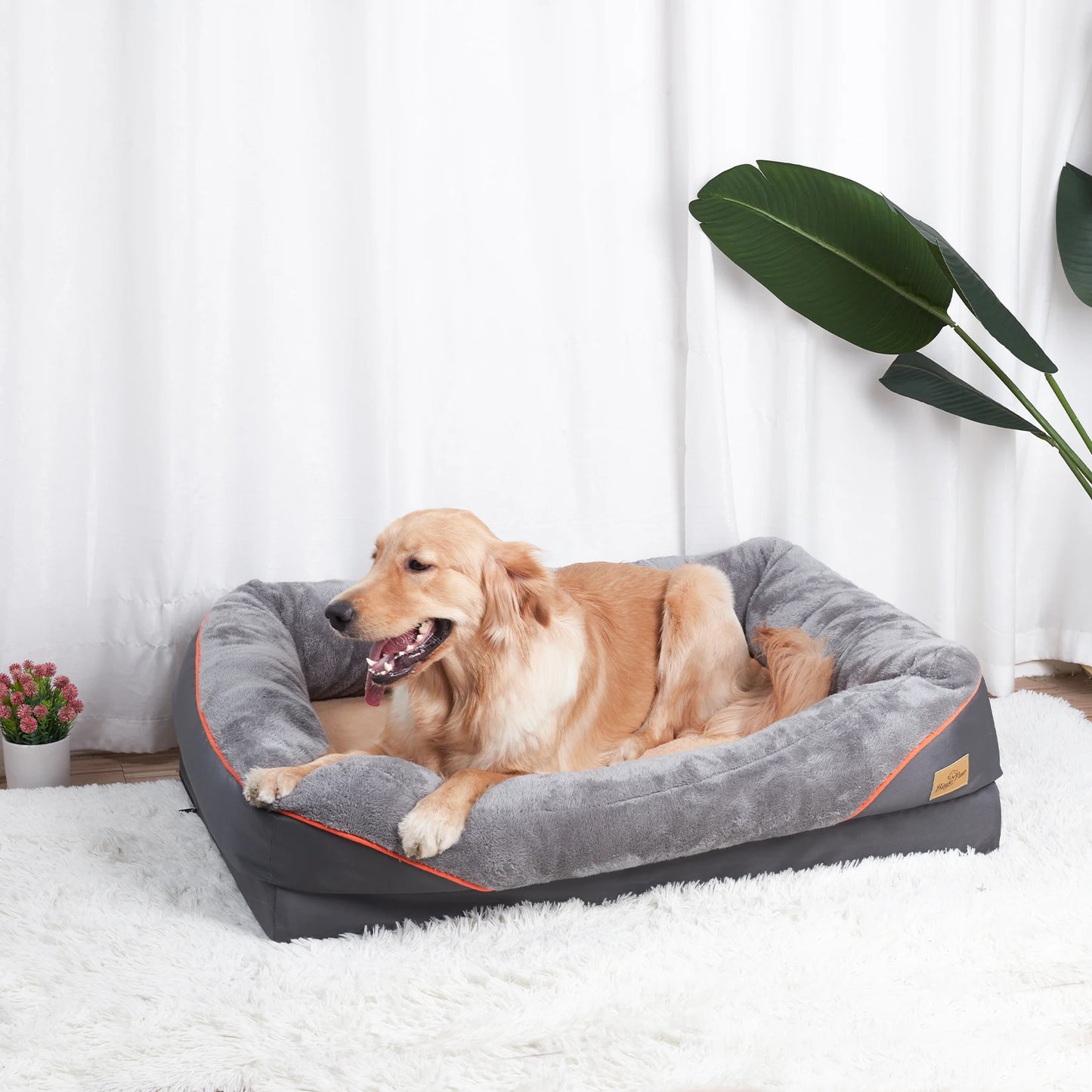 BINGOPAW Anti Allergy Warm Fleece Dog Bed With Removable Waterproof Cover