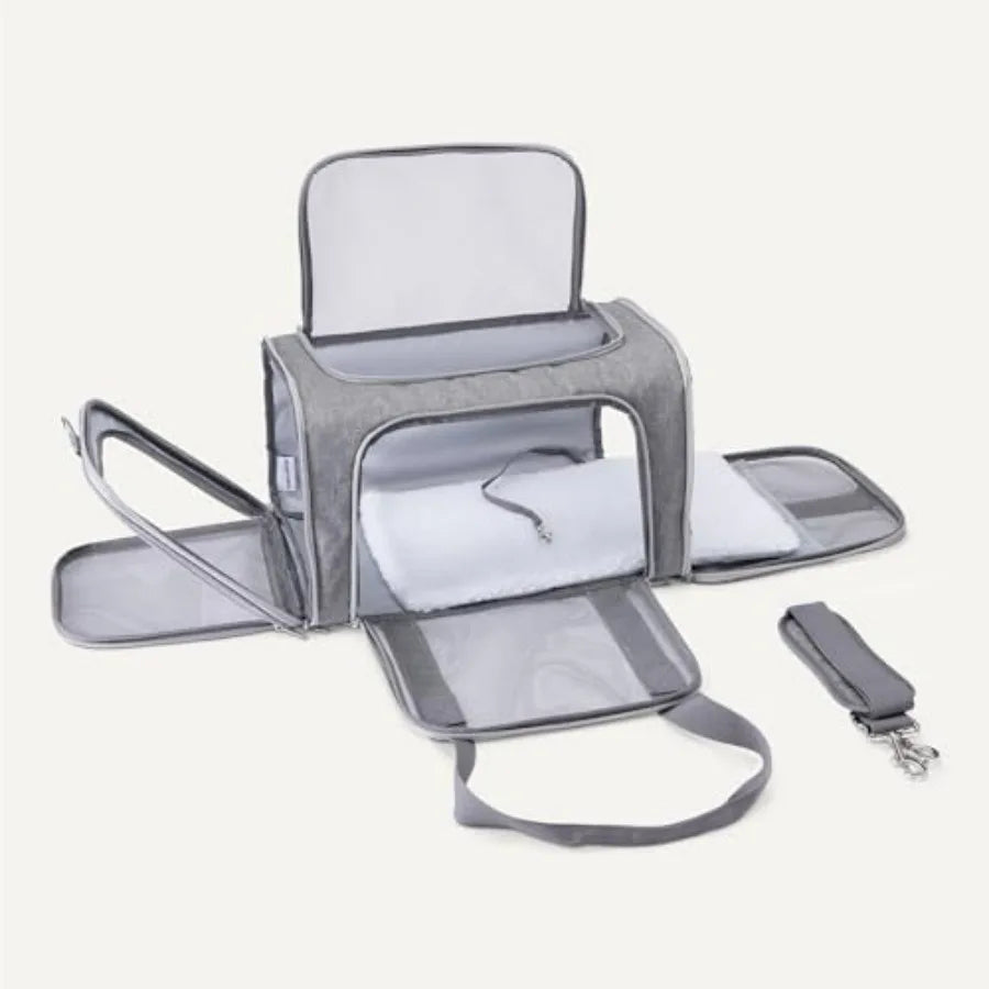 Soft Cat and Dog Carrier with Adjustable Shoulder Strap, Airline-Approved, Foldable and Portable Design, Mesh Ventilation, Fold