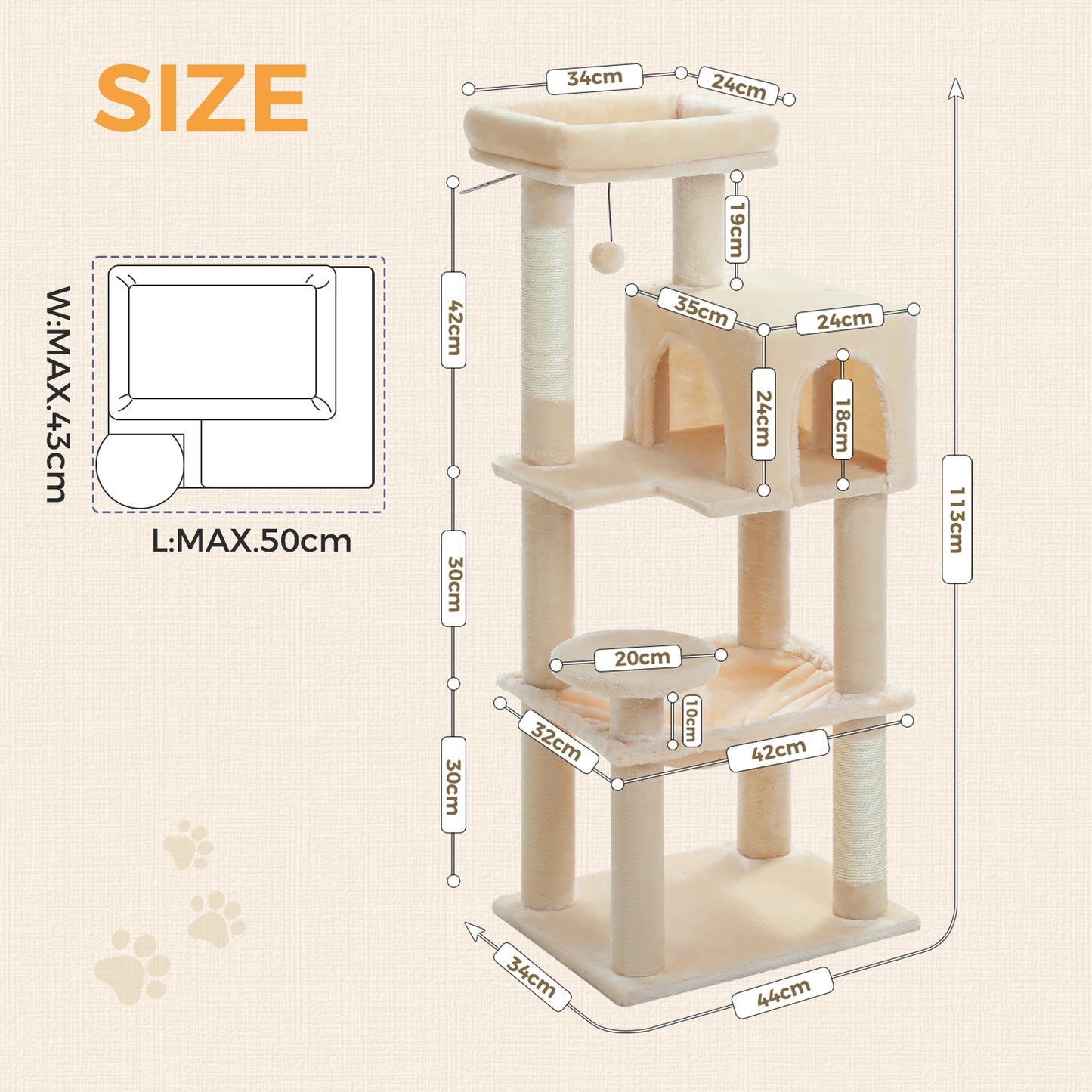 PEQULTICN 5-Level Cat Tree With Perch And Hammock