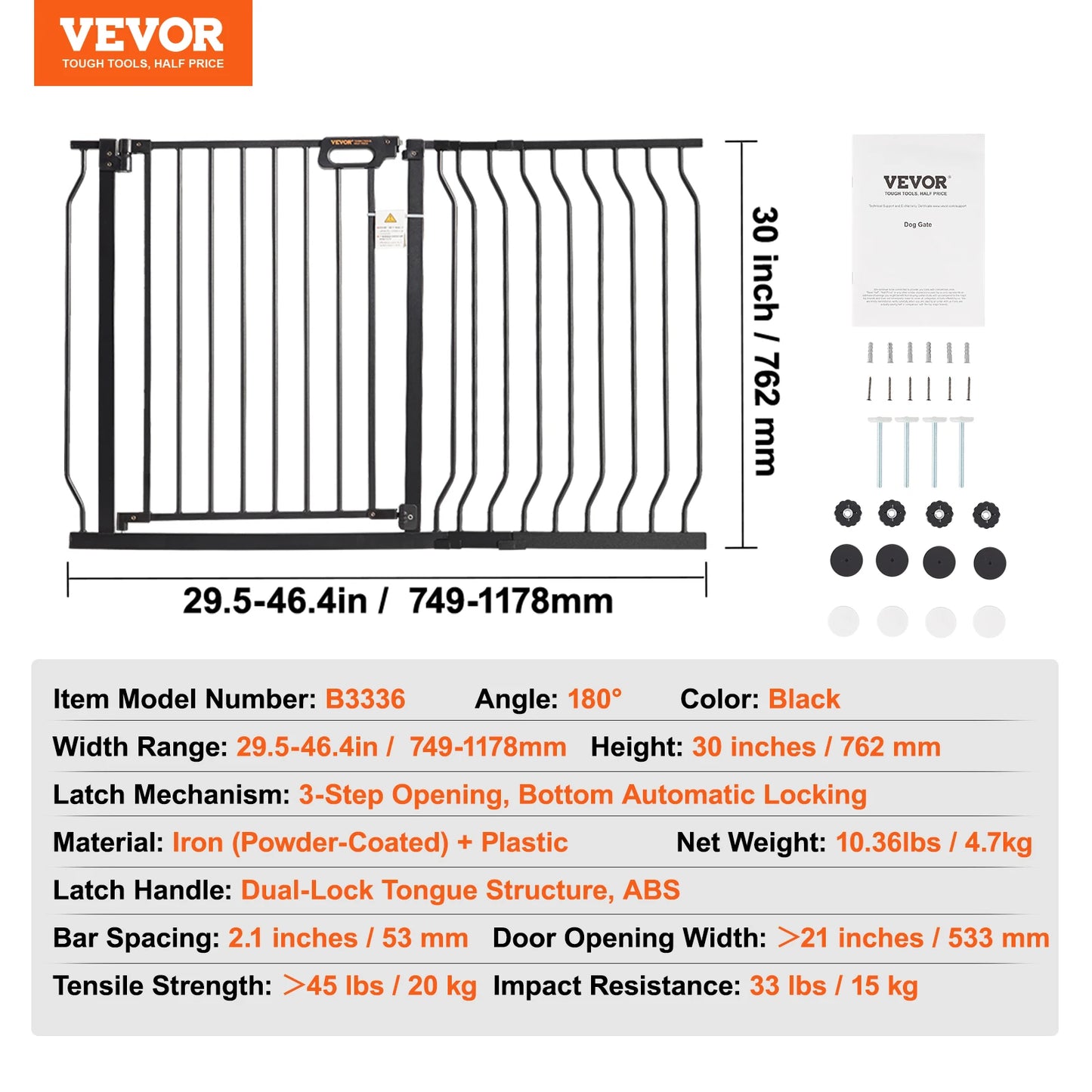 SucceBuy Baby Gate Pressure Mount Walk Through Pet Gate