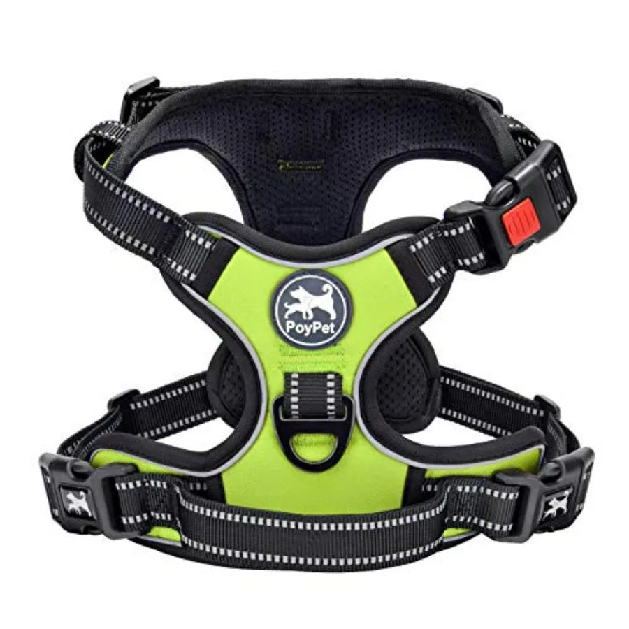 Pull Dog Harness, Choke Front Lead Dog Reflective Harness, Adjustable Soft Padded Pet Vest with Easy Control Handle for Small t