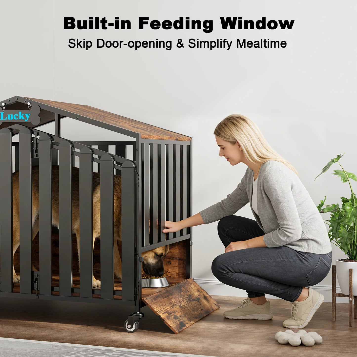 Heavy Duty Dog Crate Furniture With Wheels