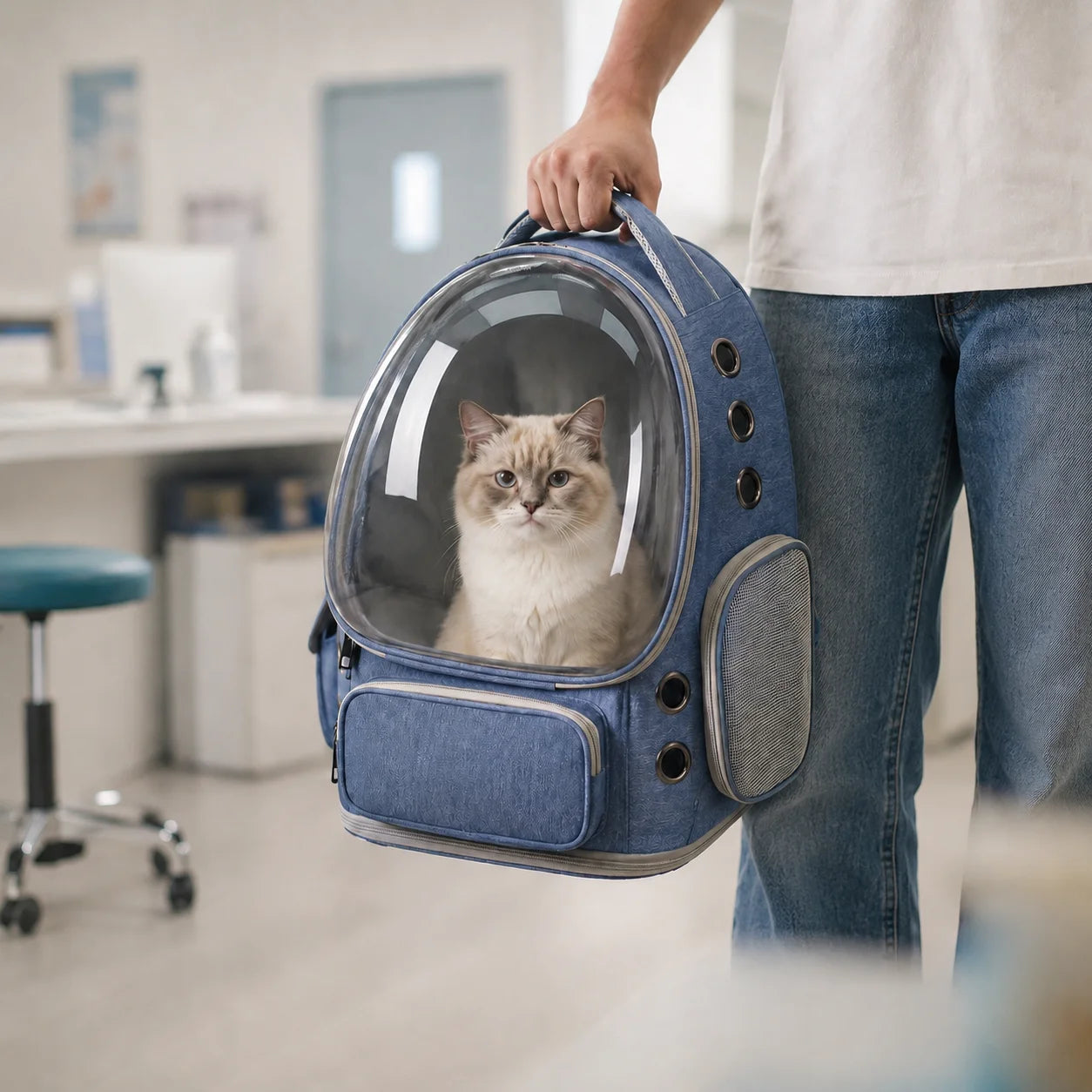 Transparent Pet Backpack Carrier for Small Cats and Dogs, Ventilated Plastic Travel Bag with Zipper Closure for Outdoor Use