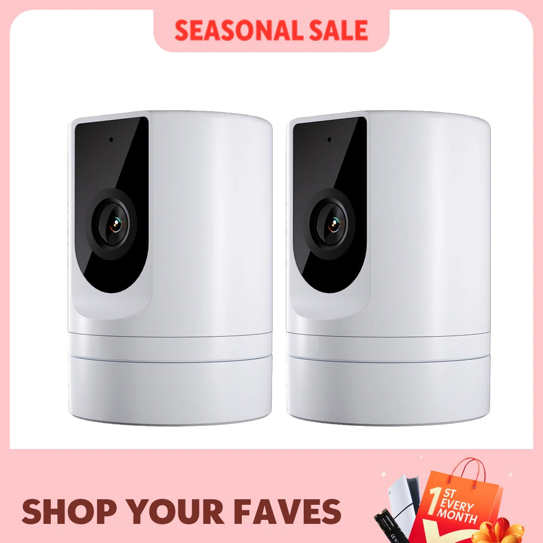 2PCS Ease Life APP, Security Camera Indoor, 1080P Pet Camera, Pet Camera with Phone App, Foldable Baby Camera for Home Security,