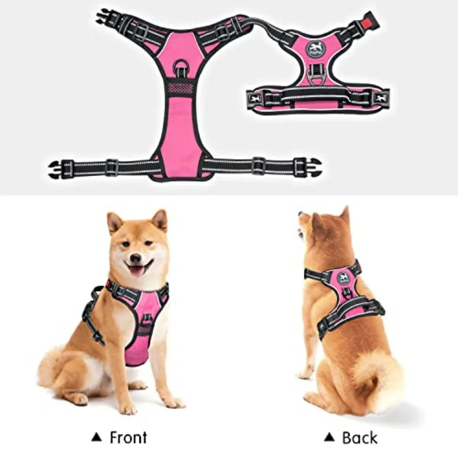 Pull Dog Harness, Choke Front Lead Dog Reflective Harness, Adjustable Soft Padded Pet Vest with Easy Control Handle for Small t