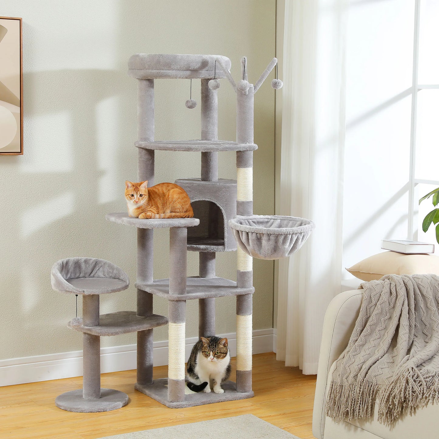 PEQULTICN Multi Level Cat Tree With Scratching Posts Five Tiers