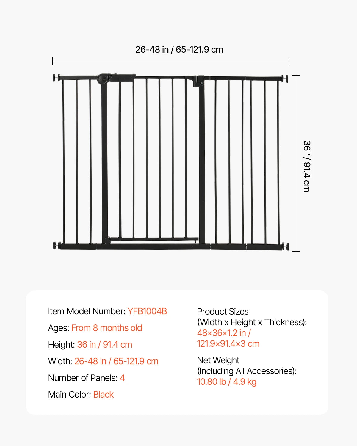 SucceBuy Baby Gate Pressure Mount Walk Through Pet Gate