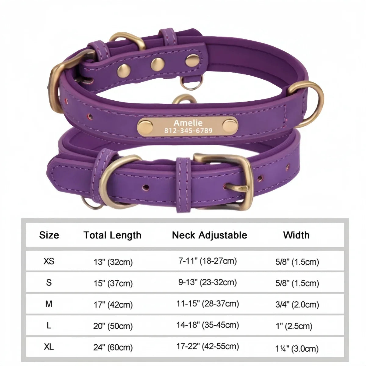 COOYOMOO Personalized Leather ID Nameplate Dog Collar Padded Comfort Engraving