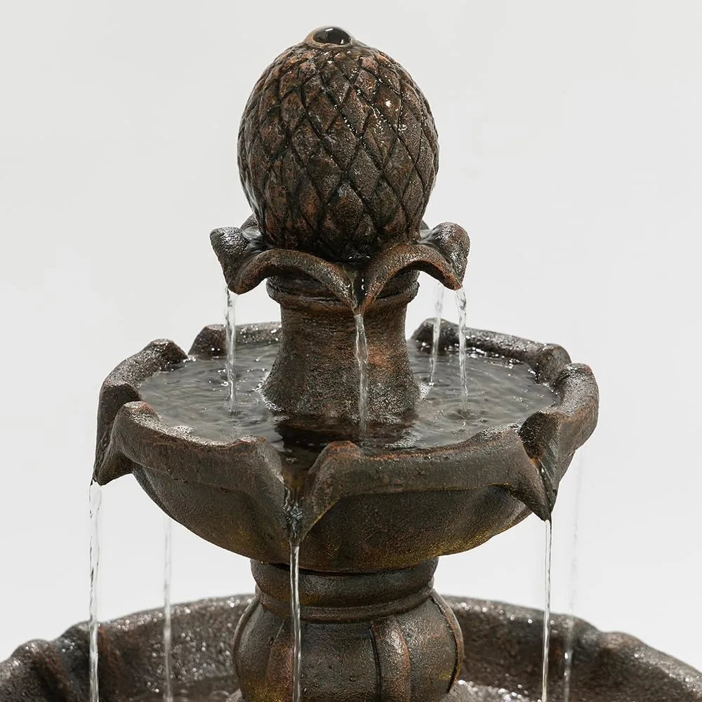 3 Tiered Outdoor/Indoor Water Fountains, 42.2 in. Tall, Like Stone Bird Bath for Outside, Elegant Waterfall Feature