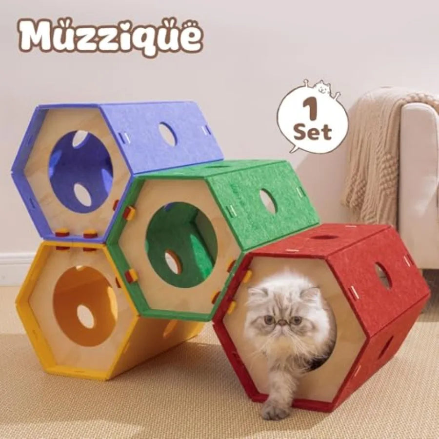 Modular Felt Cat Tunnel Bed 8 Way Hideaway for Cats
