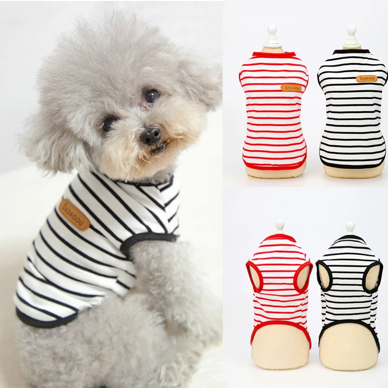 Classic Stripe Sleeveless Pet Vest Breathable Summer Outfit