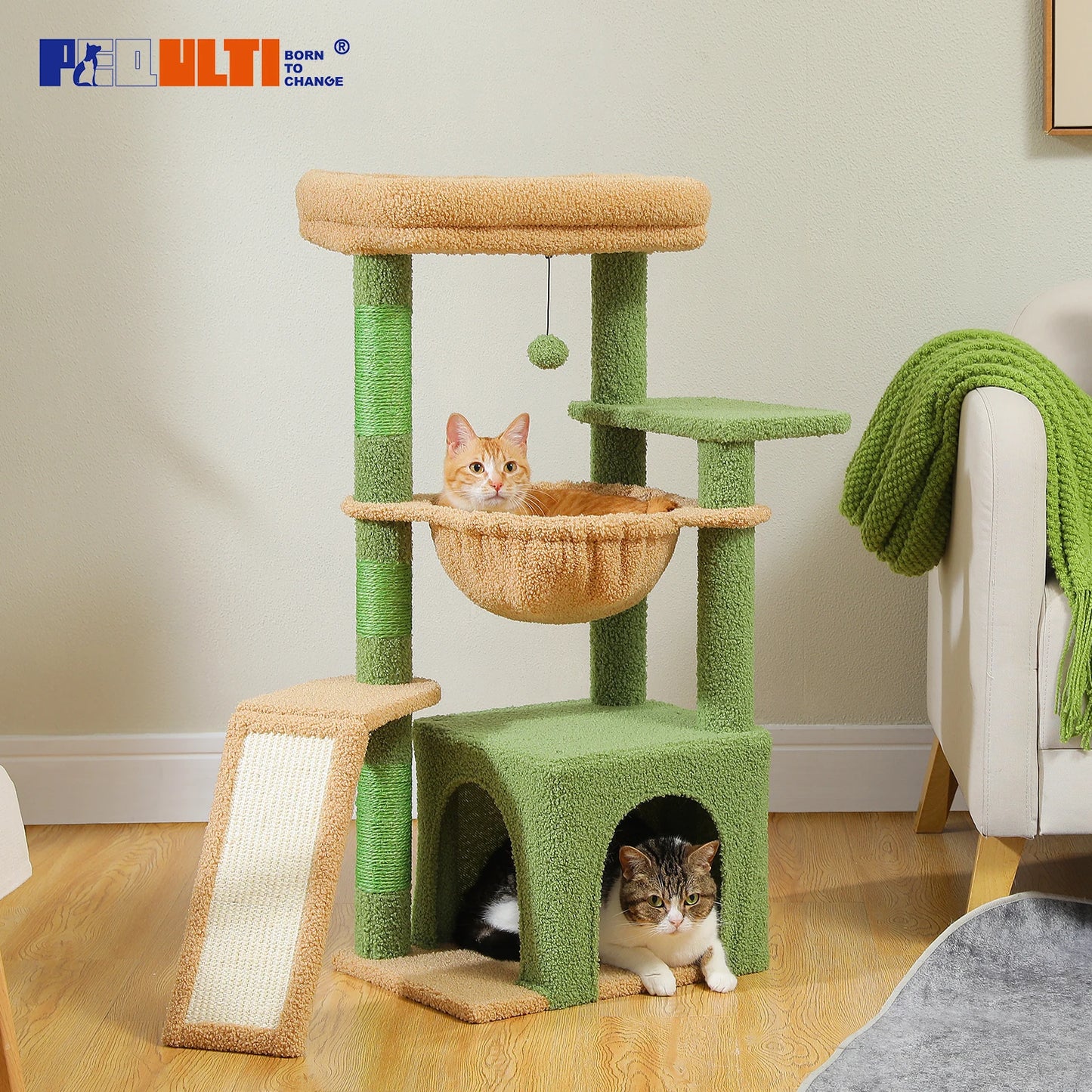 PEQULTICN Small Cat Tree With Natural Sisal Scratching Post