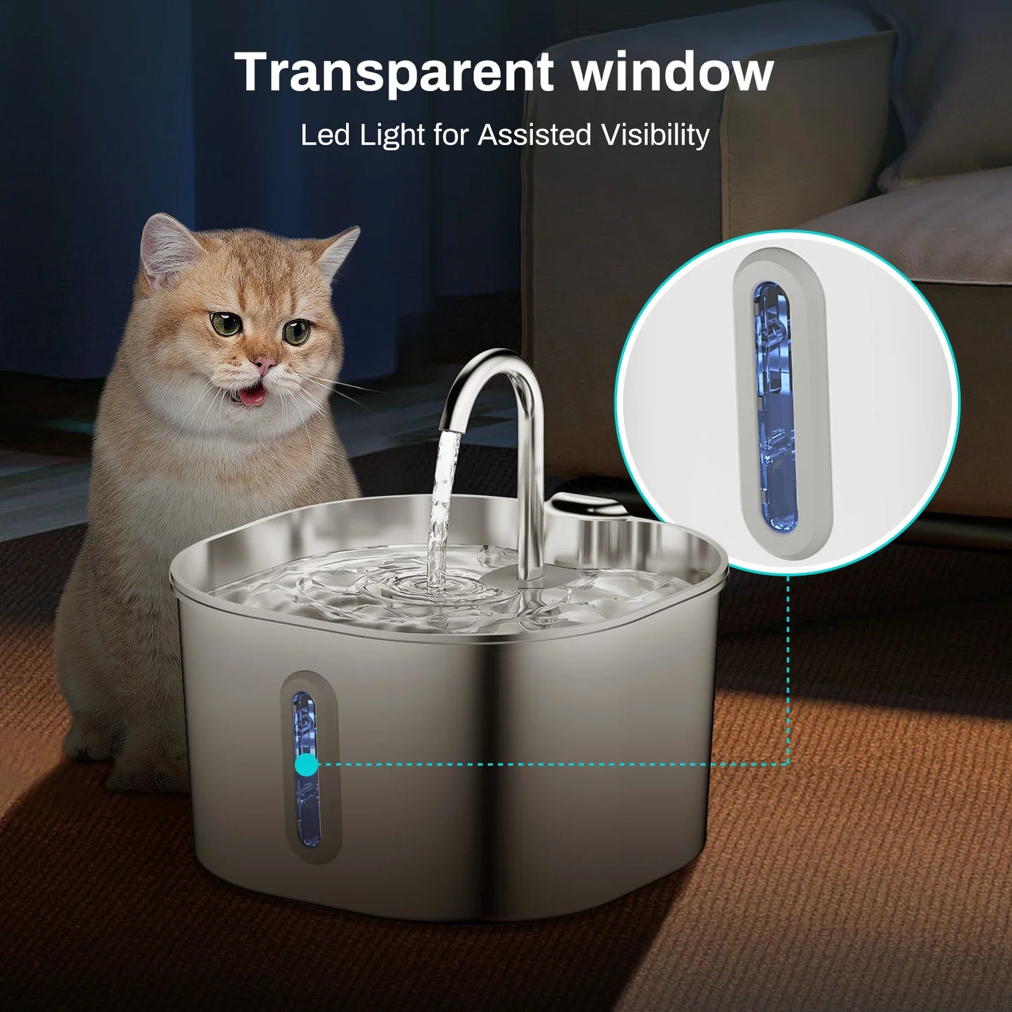 Automatic Stainless Steel Pet Water Fountain for Cats and Dogs