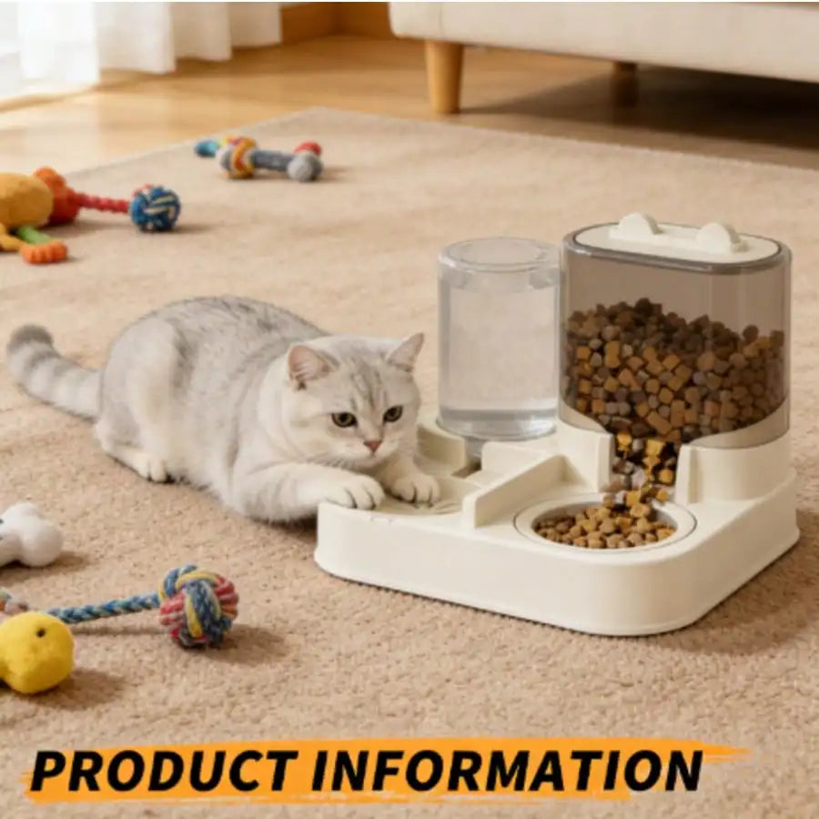 Automatic Pet Feeder & Waterer, 26.5x24x19cm Gravity Food And Water Dispenser Station, Dry & Wet Food Separation Anti-Clogging B