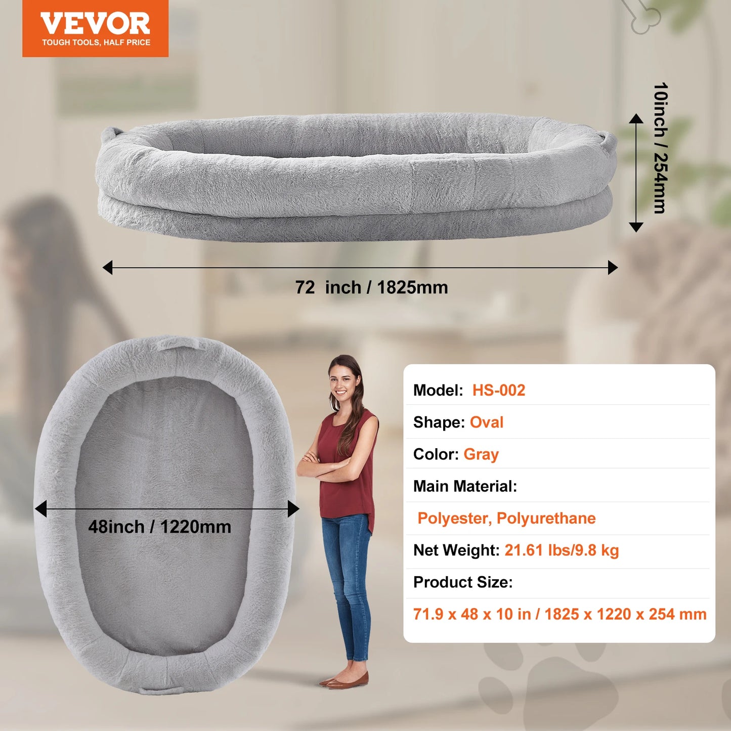 SucceBuy Human Dog Bed With Orthopedic Foam