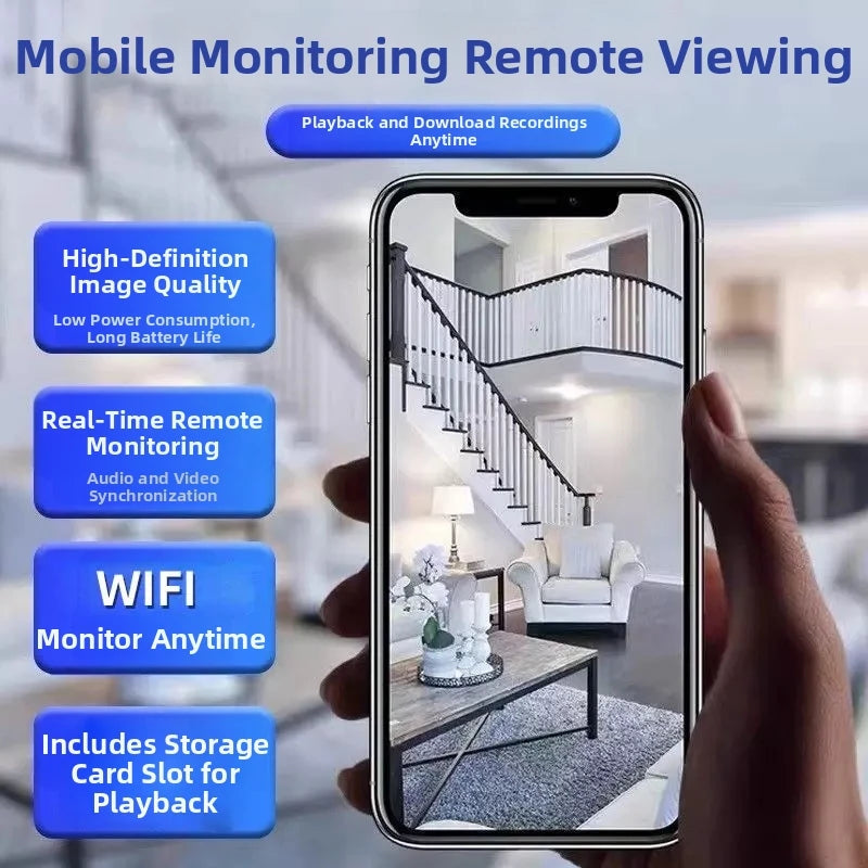 D Brand Smart Compact Camera 360-Degree No Blind Spots Wireless Mini Full Hd Night Vision Camera Suitable for Home Pet and Vehicle Monitoring Home Use Wifi Connected to Mobile Phone Remote Mini Portable Camera Motion Detectio