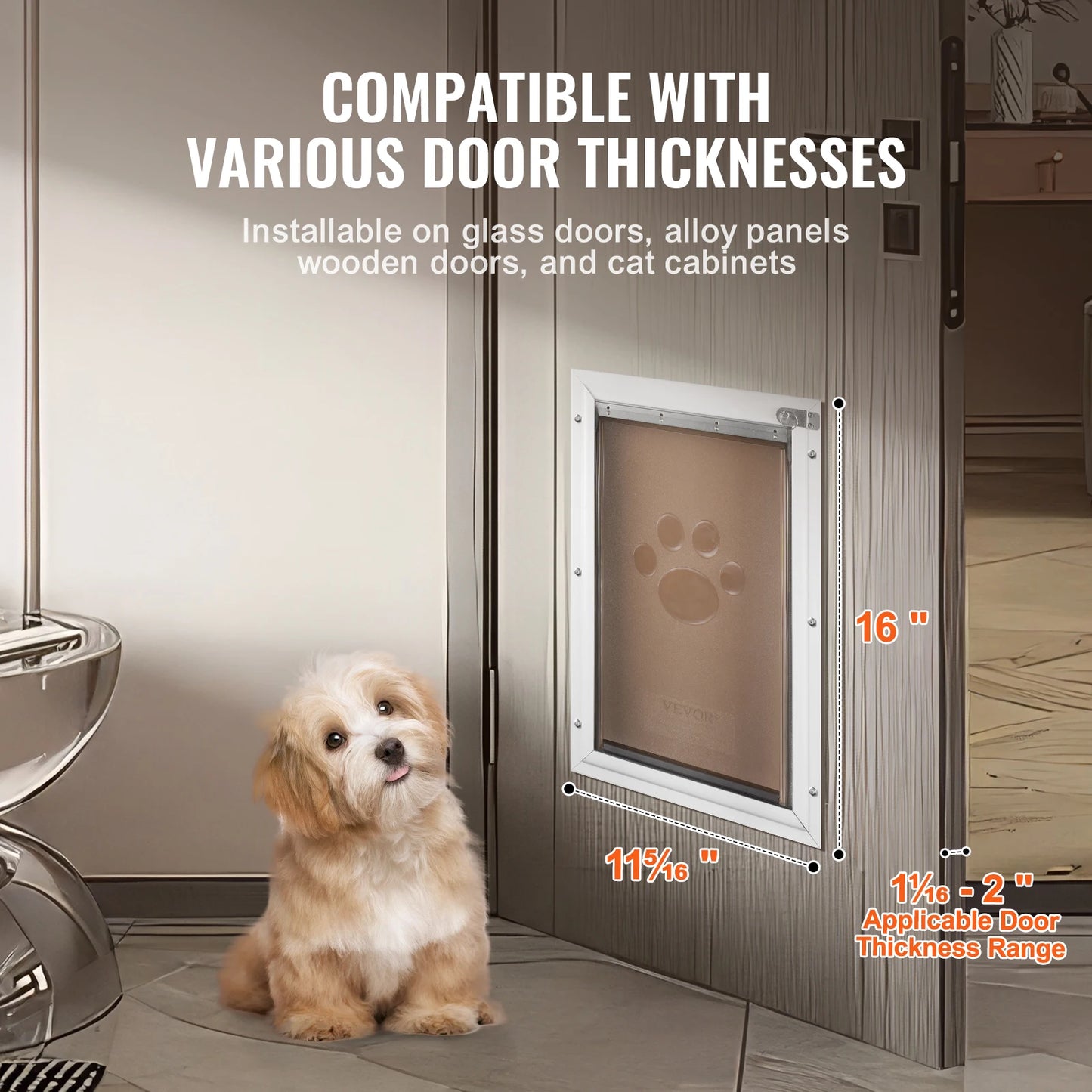 SucceBuy Pet Door Aluminum Frame With Lock Flap System