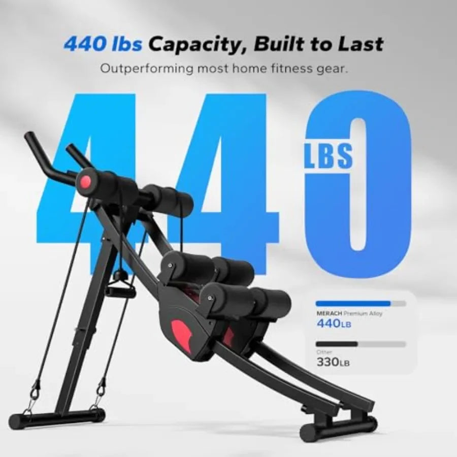 Fitness ab machine, ab workout equipment for home gym, Height Adjustable ab trainer, foldable fitness equipment.