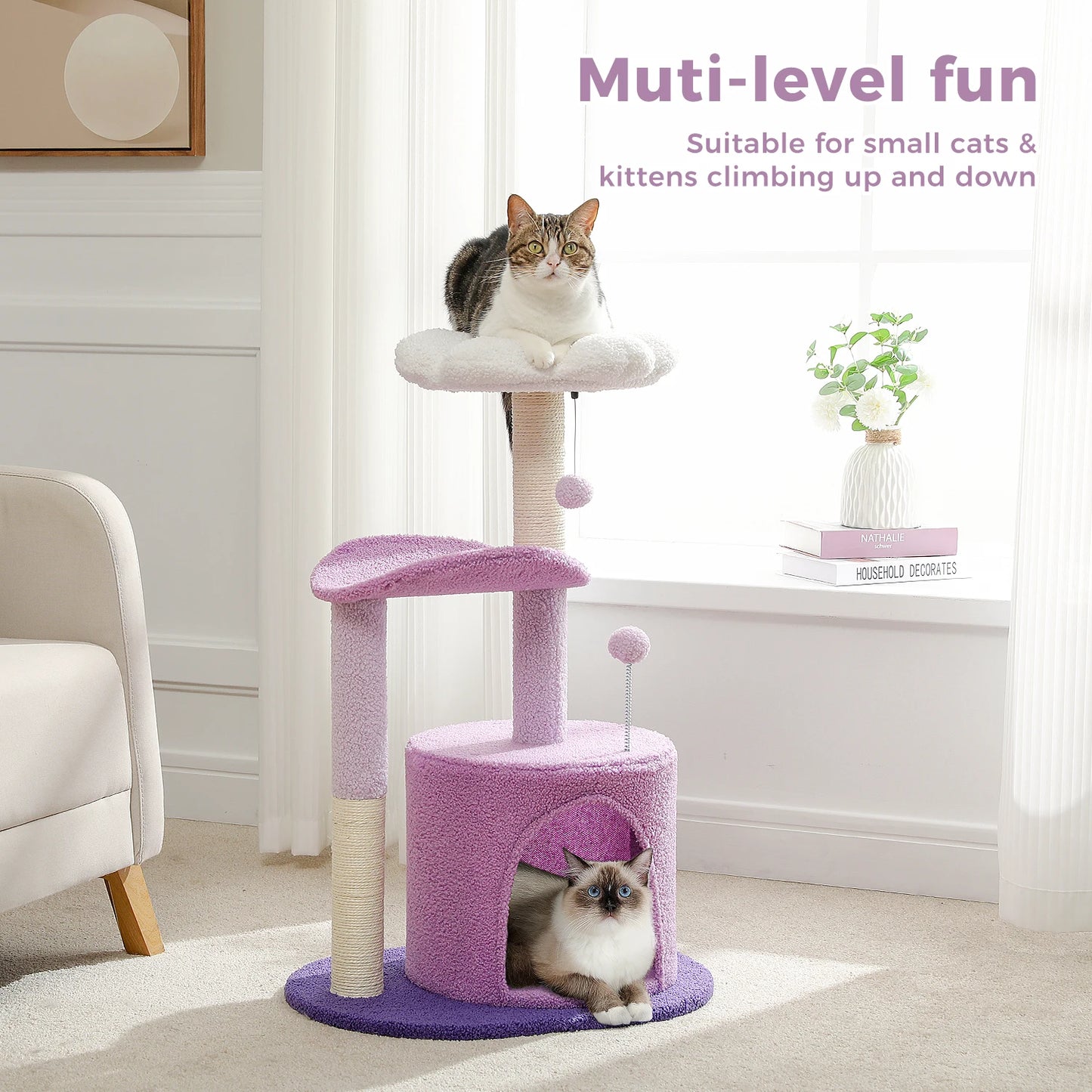 PEQULTICN Flower Cat Tree For Indoor Cats With Plush Perches