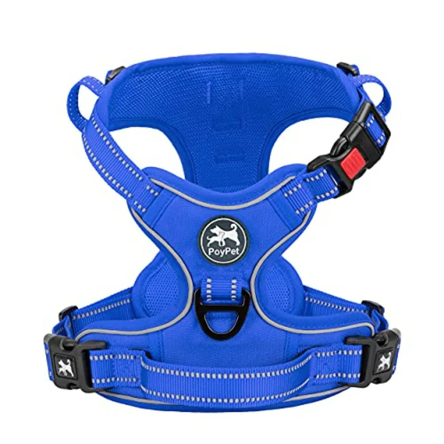Pull Dog Harness, Choke Front Lead Dog Reflective Harness, Adjustable Soft Padded Pet Vest with Easy Control Handle for Small t